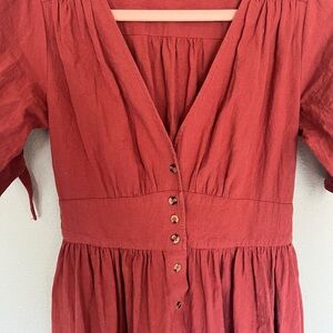 Elegant Red Button-Down Dress